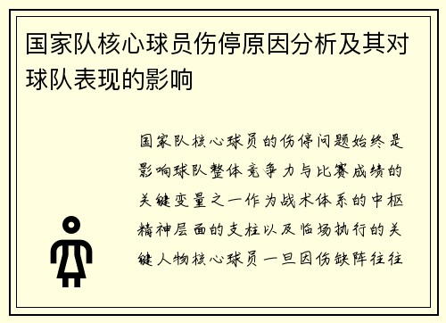 国家队核心球员伤停原因分析及其对球队表现的影响 国家队核心球员伤停原因分析及其对球队表现的影响